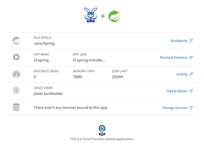 Cloud Foundry sample application