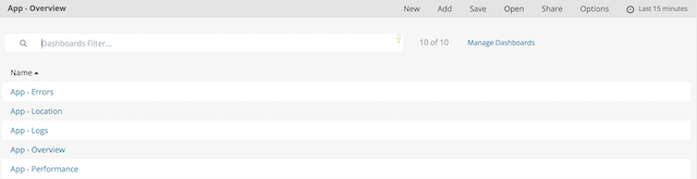 Select dashboards